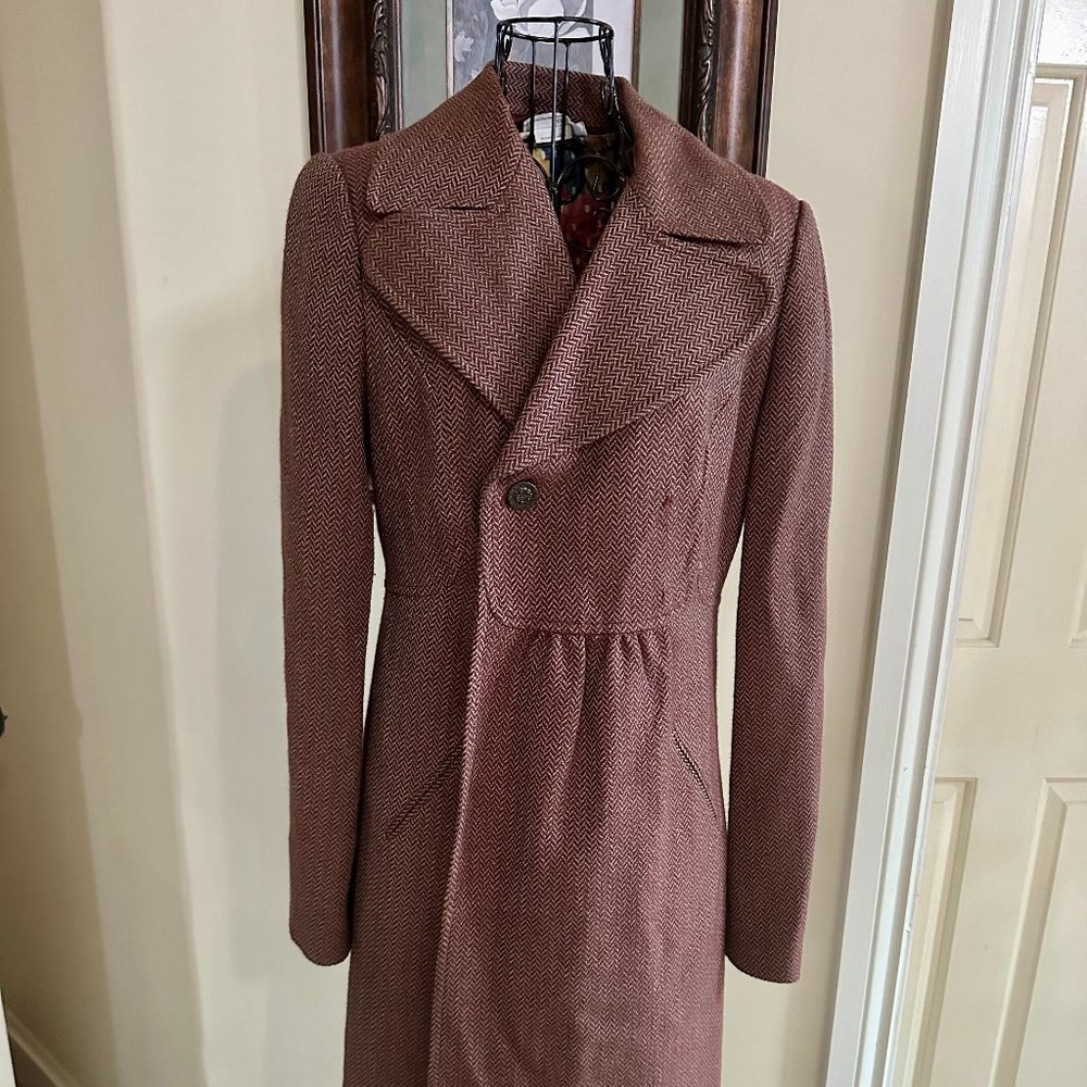To The Max Herringbone Tweed Sienna Jacket Coat Brown - Sz Medium